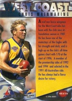 1996 Select AFL Centenary Series #109 Chris Mainwaring Back